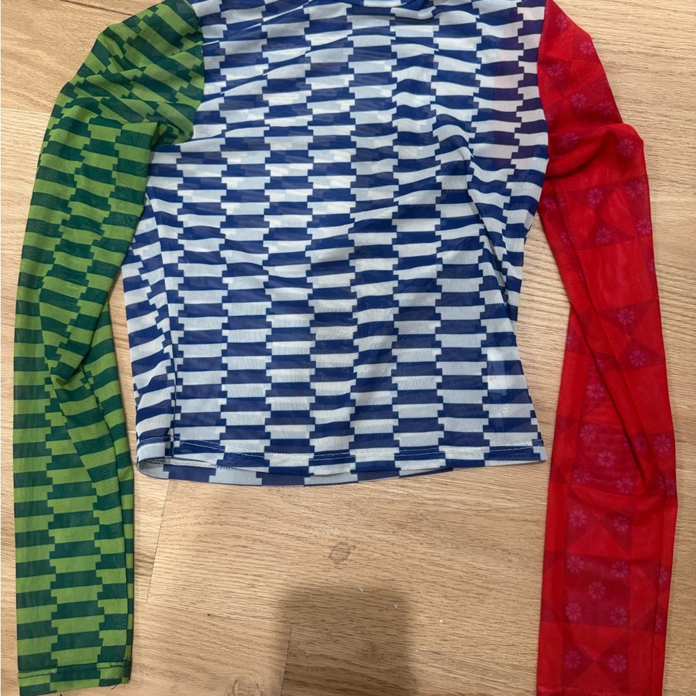 Lisa Says Gah Multicolor Long Sleeve Mesh Top